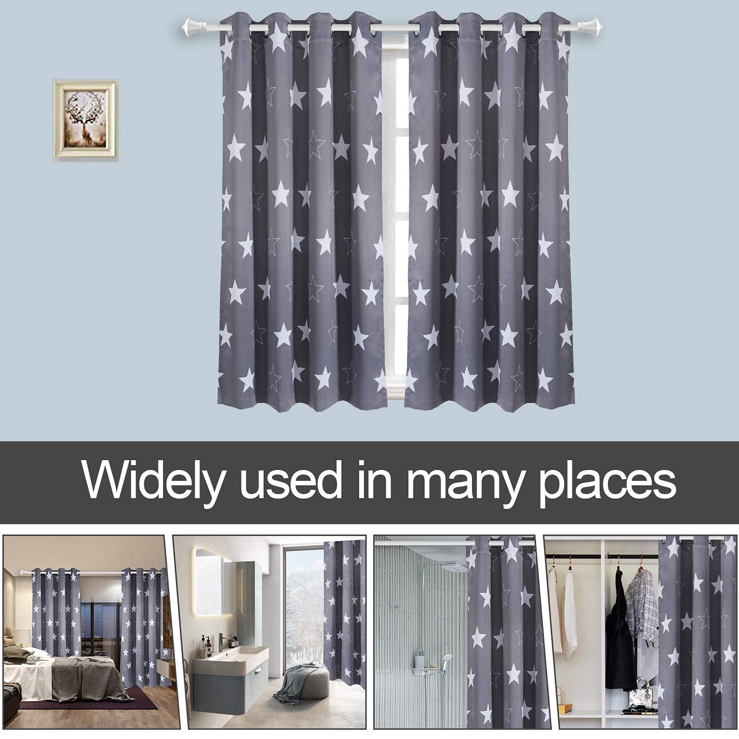 Blackout Curtains, Gray Star Blackout Curtains for Bedroom Kids